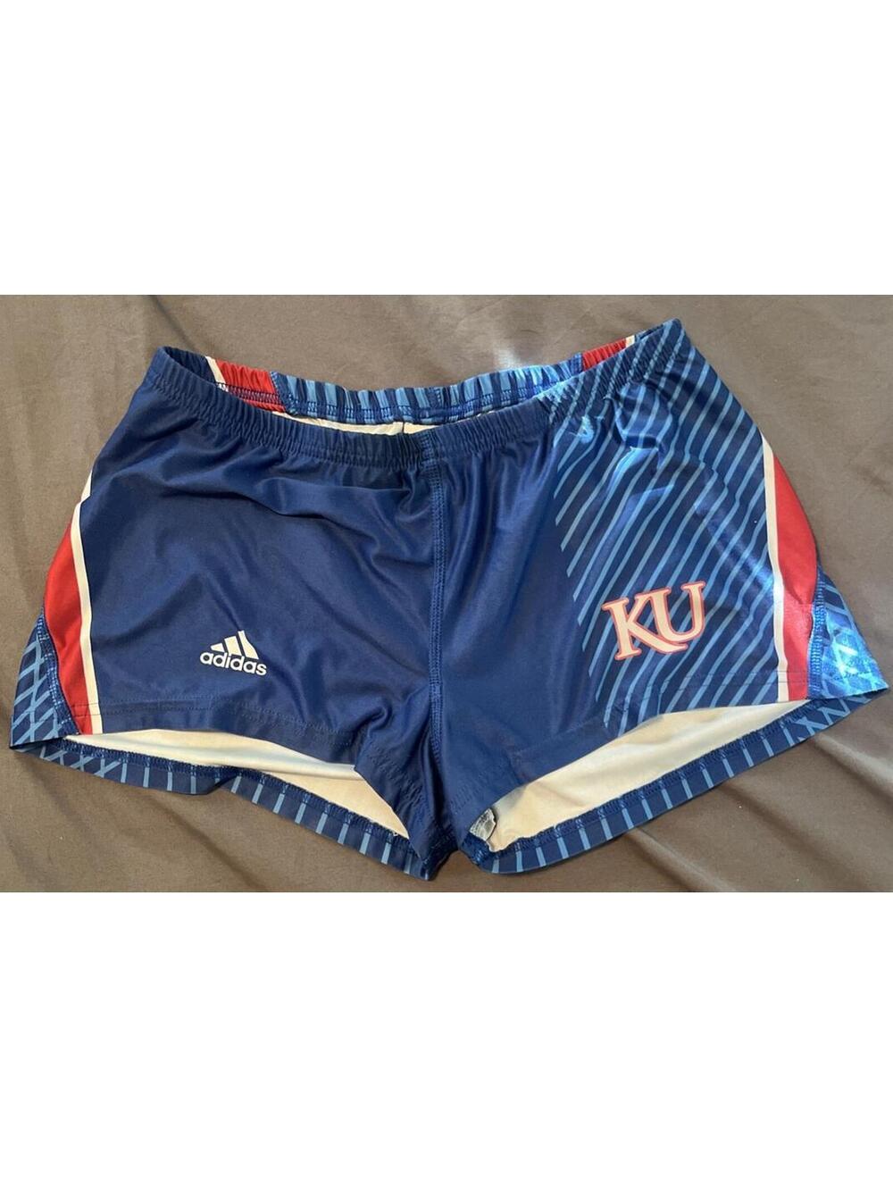 Adidas Womens Kansas University Running Cross Country Track Shorts Medium CLEAN!